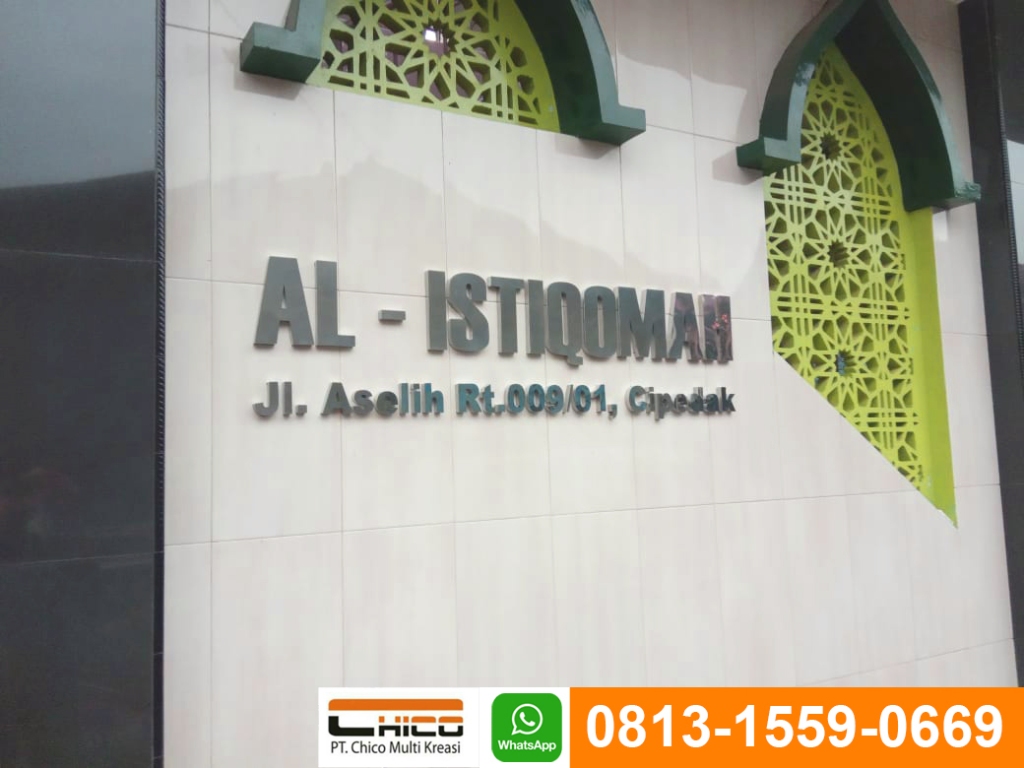 Contoh Huruf Timbul Stainless Nama Masjid Al-Istiqomah 