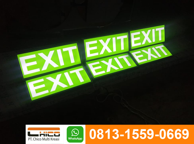 Contoh Neon box Akrilik Indoor Rambu Exit