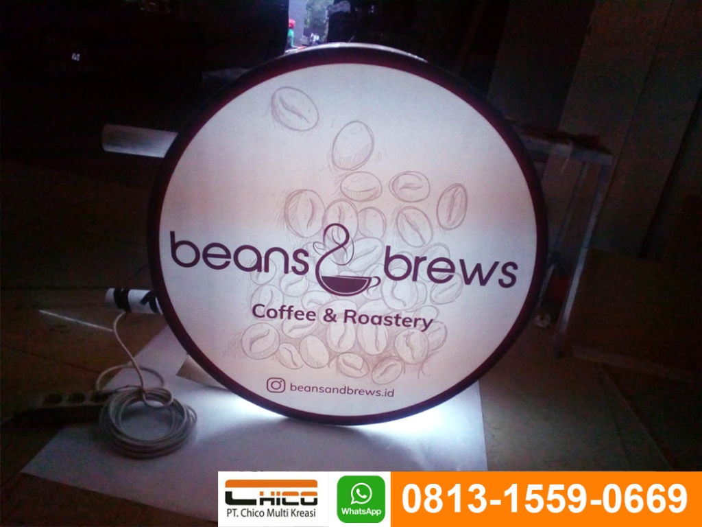 CONTOH NEON BOX BULAT CAFE COFFEE SHOP BEAN BREW
